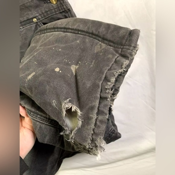 1999 Carhartt R03 Arctic Black Quilt Lined Bib Overalls 34x30 Very Distressed - Picture 12 of 13